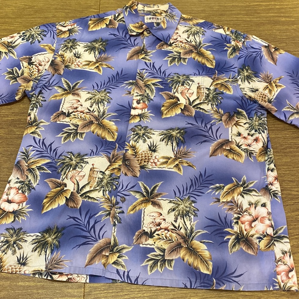 Vintage Campia Moda Hawaiian 100% Cotton Short Sleeve Botanical Shirt XL